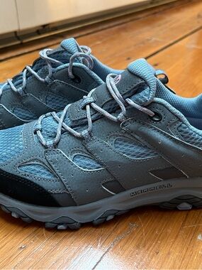 Merrell Gray and Light Blue Women's Trail Shoes